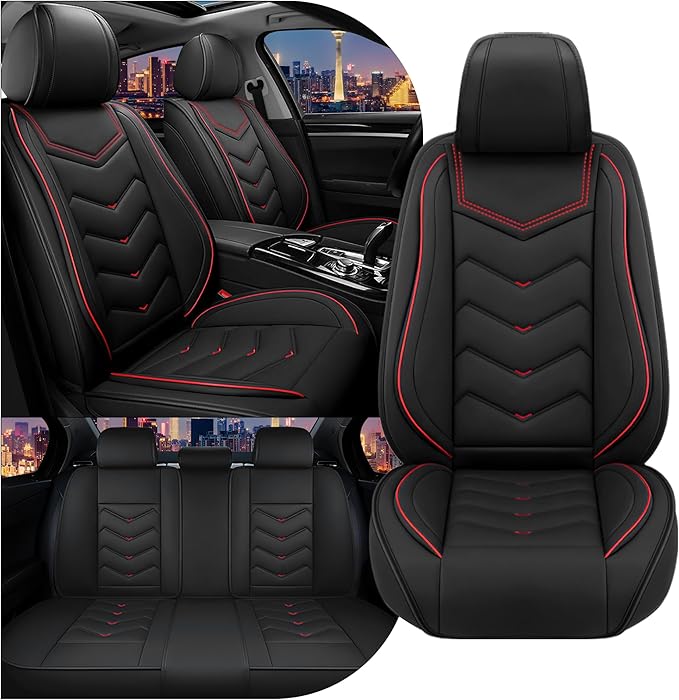 CTDS Car Seat Covers for Chevy Trax 2015-2026, Stylish Sport Seat Cover, Premium Nappa Leather Car Seat Cover. Automobile Seat Covers Sets.(Standard 5 Seats/Black)