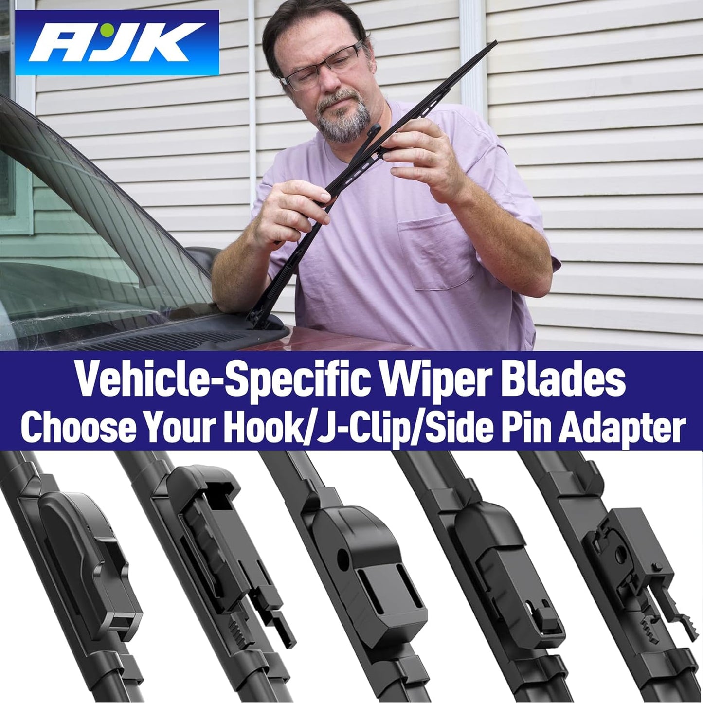 AJK Front Windshield Wiper for Chevrolet Trailblazer 2021 2022 2023 2024, Original Equipment Window Wipers Blades, Conventional, Vehicle Specific Fit, Pack of 2