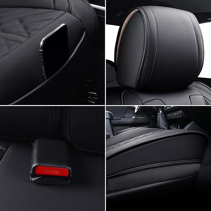 Tomatoman Tacoma Front Seat Covers Compatible with Toyota Tacoma 2005-2022 2023 2024 2025 2026 Trucks Access Crew Extended Double Cab TRD Sports SR V6 Heavy Duty Car Cushions(2 PCS Front/Black)