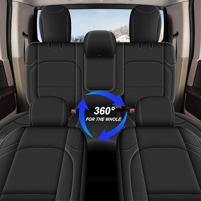 AOMSAZTO Custom Fit Seat Covers for Jeep Wrangler: 2013 2014 2015 2016 2017 4-Door Breathable Car Seats Covers Full Set Black