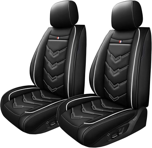 Car Seat Cover for Ford Explorer 2000-2025, Waterproof Durable Compatible Airbag, Premium Leather Seat Protector(2 Seats Standard,Black White)