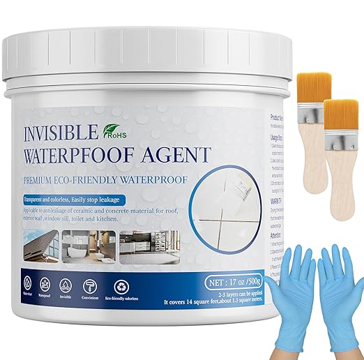 Invisible Waterproof Agent 17.6 Oz, Transparent Waterproof Coating Adhensive Leak Repairing, Water-Based Clear Liquid Water Proof Sealant