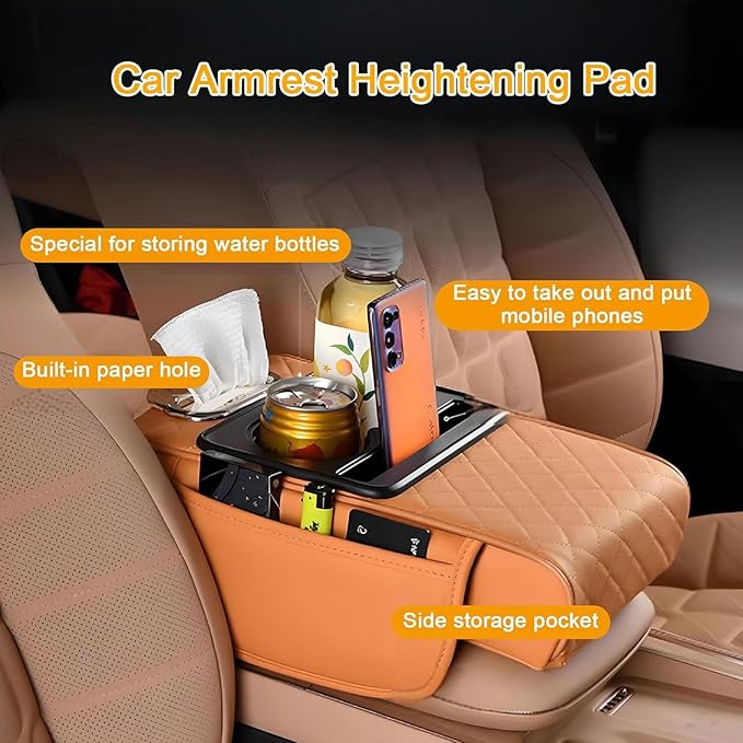 Car Armrest Cushion for Mercedes Benz E-Class W211 2001-2005 2006 2007 2008 2009, Car Center Console Cover Armrest Pad with Cup Holder and Tissue Box, Car Accessories,Black