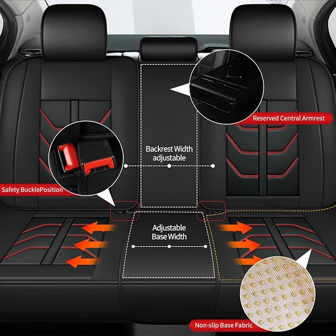 TTX LIGHTING Car Seat Covers fit for Hyundai Santa Cruz 2022-2026 Full Set: Premium Leather Automotive Seat Cover with Airbag Compatible Waterproof (5 Seats, Redline)