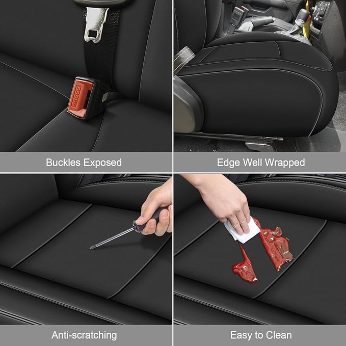 AOMSAZTO Seat Covers for Jeep Wrangler JK: 2011 2012 2-Door Leather Car Seat Covers Full Set