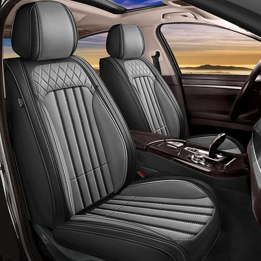 Car Seat Covers Fit for Kia Sorento 2007-2023 2024 2025: Full Set Waterproof Leather Vehicle Seat Cushion Luxury Automotive Protector Easy to Install(5 Seats, Black&Grey)