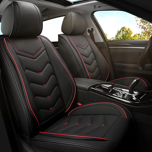 Car Seat Covers for Fiat 500 2012-2019, Premium Nappa Leather Car Seat Cover, Stylish Sport Seat Covers， Automobile Seat Cover Sets.(Standard 2 Seats/Black)