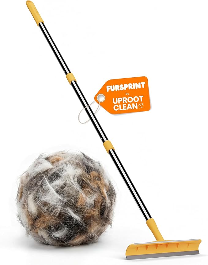 Carpet Rake for Pet Hair Removal – Reusable Cat & Dog Hair Remover Broom with Adjustable 60" Long Handle, Rug Rake Scraper for Carpet, Rugs, Mats, Upholstery & Couch Cleaning