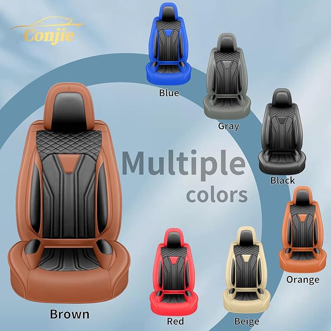 Fit Sentra Car Seat Covers Compatible with Nissan Sentra 2001-2025 2026 - Full Set Premium Leather， Waterproof Breathable， All-Weather Seat Cushion Protecto&Airbag Compatible（Brown & Black