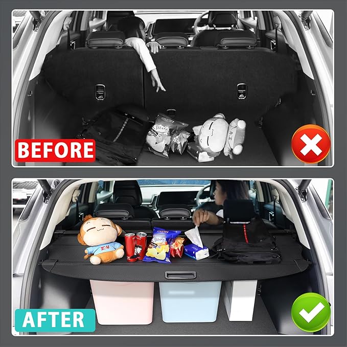 Retractable Cargo Cover for Honda CRV 2023-2025 2026 Accessories, Carbon Fiber Texture Trunk Cover with Extra Flap for No Gap, Heavy Duty Rear Luggage Security Shield Shade for CR-V 6th Gen
