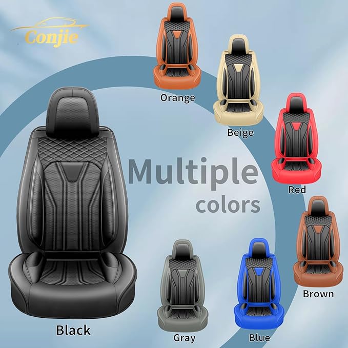 Fit Sentra Car Seat Covers Compatible with Nissan Sentra 2001-2025 2026 - Premium Leather， Waterproof Breathable， All-Weather Seat Cushion Protecto&Airbag Compatible (2 Front Seat All Black)