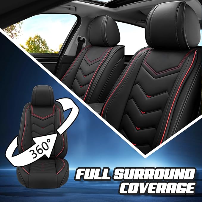 Car Seat Covers for Fiat 500 2012-2019, Premium Nappa Leather Car Seat Cover, Stylish Sport Seat Covers， Automobile Seat Cover Sets.(Standard 2 Seats/Black)
