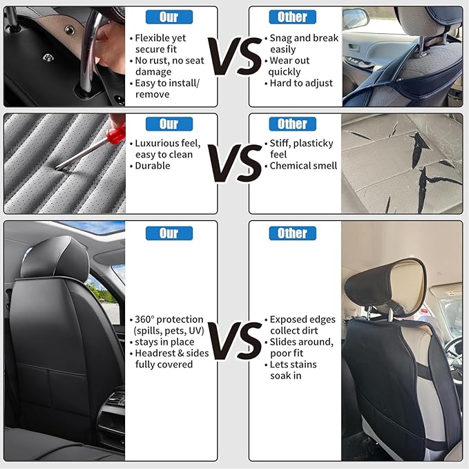 Car Seat Covers Full Set Fit for Toyota Corolla Cross 2021-2025,2026, Premium Faux Leather Car Seat Protector,Breathable Anti-Slip Full Wrapping Edge Seat Covers(BlackGray,Full Set)