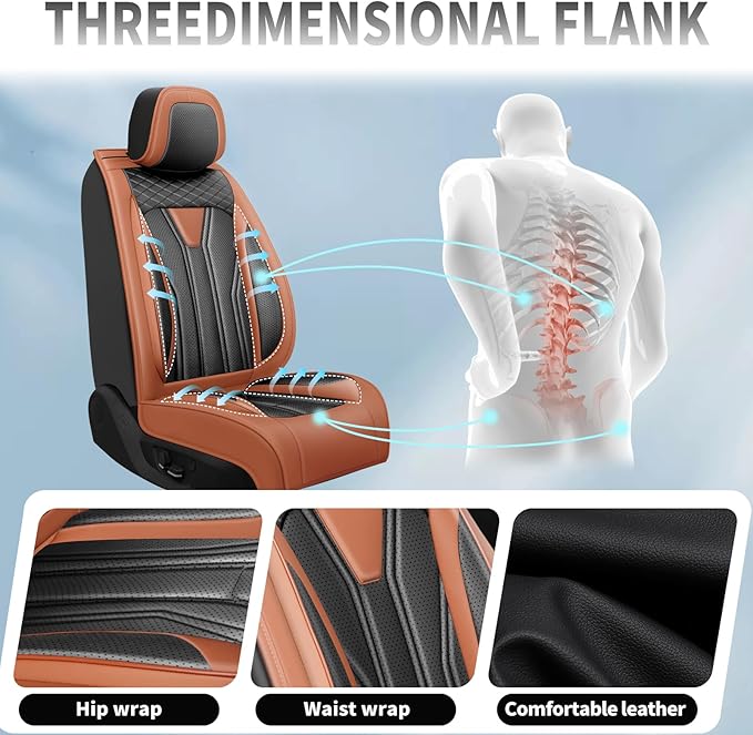 Fit Altima Car Seat Covers Compatible with Nissan Altima 2011-2025 2026 - Full Set Premium Leather， Waterproof Breathable， All-Weather Seat Cushion Protecto&Airbag Compatible（Brown & Black
