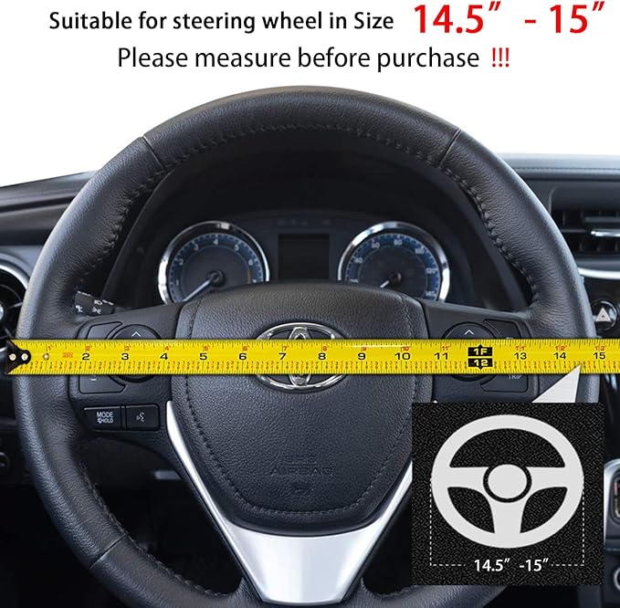 15 inch Suede Steering Wheel Cover, Compatible with Tesla Model 3, Y, S, X - Non-Slip Sport Wheel Cover for Men and Women