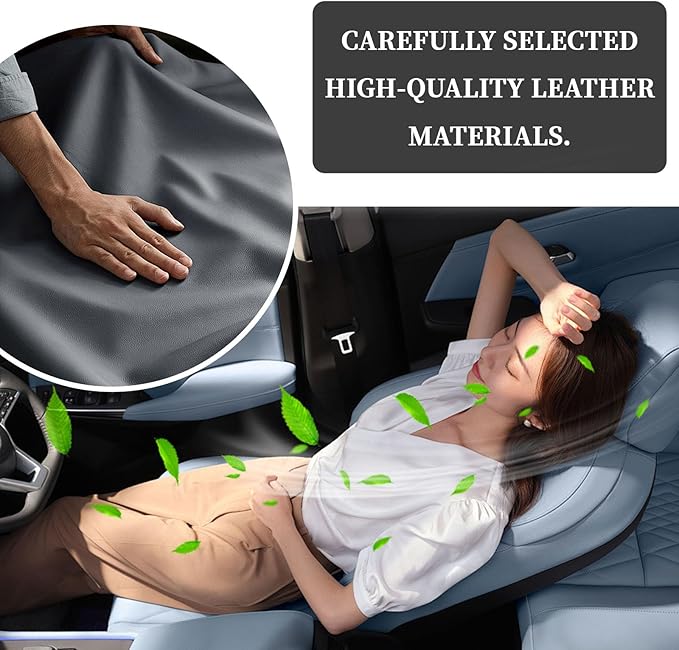 Car Center Console Cover Arm Rest Cover Pad for Car Armrest Box, Middle Console Covers Leather Armrest Box Mat Pad Protector Cushion with 2 Storage Bags for Cars Interior Accessories(Grey)