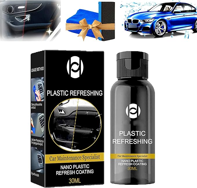 RJDJ Plastic Restorer for Cars, Trim & Exterior – Plastic Revitalizing Coating Agent, Restores Faded Plastic, UV Protection, Car Shine Refurbishing Solution (30ml-1pcs)