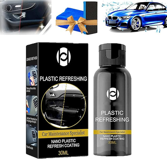 RJDJ Plastic Restorer for Cars, Trim & Exterior – Plastic Revitalizing Coating Agent, Restores Faded Plastic, UV Protection, Car Shine Refurbishing Solution (30ml-1pcs)