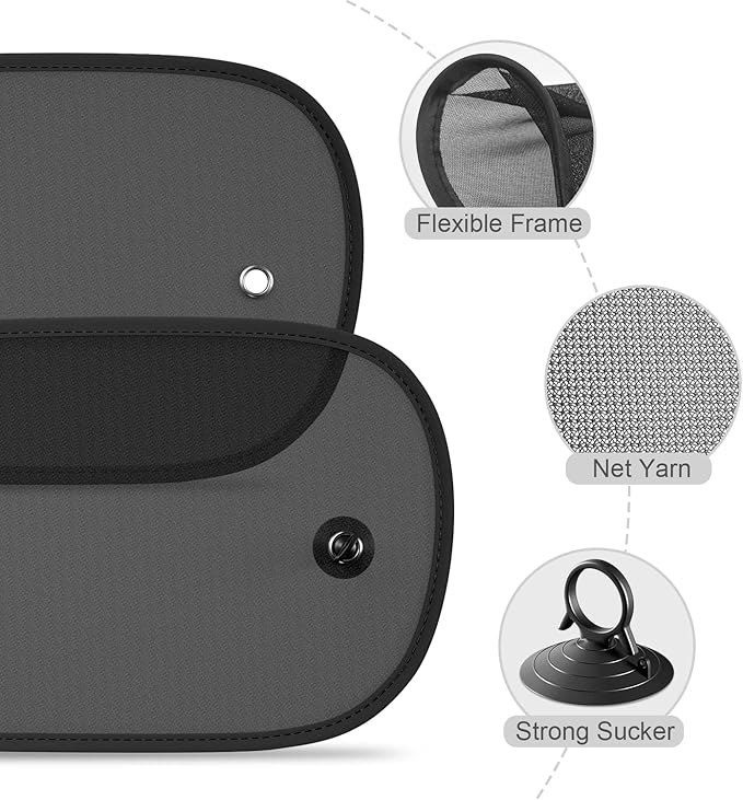 Car Sun Shade, 2 Pack Window Shade for Baby Universal Cling Sunshade for Side Window Sun Glare and UV Protection for Kids/Adults/Pets - 20''x12'' Fits 98% Cars(Suction Cup Stick)