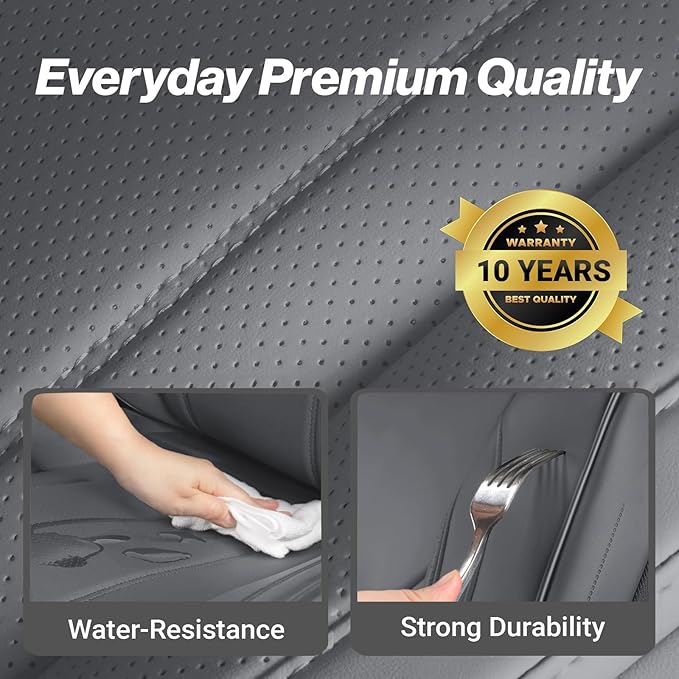 Coverland Custom Fit Car Seat Covers for Car Compatible with [Cadillac CT5, CT5-V, Ford LTD 4-Door] Premium Water Resistant Leather Non-Slip Interior Protector [Full Set Dark Gray - Size Chart X77]