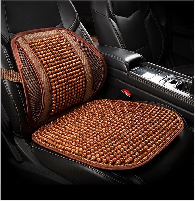 Car Seat Chair Back Cushion for Tesla Model 3 EV Sedan 2025, Wooden Beads Ventilate Mesh Lumbar Brace Strong Durable Relieve Fatigue Summer Interior Accessories,B-Waist Cushion