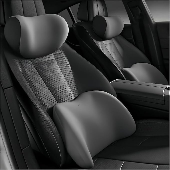 Car Lumbar Support Pillow and Car Neck Pillow Kit for Chevrolet Captiva 2018-2021 2022 2023 2024 2025 2026, Car Seat Neck Back Rest Pillows, Ergonomic Car Seat Headrest & Lumbar Cushion