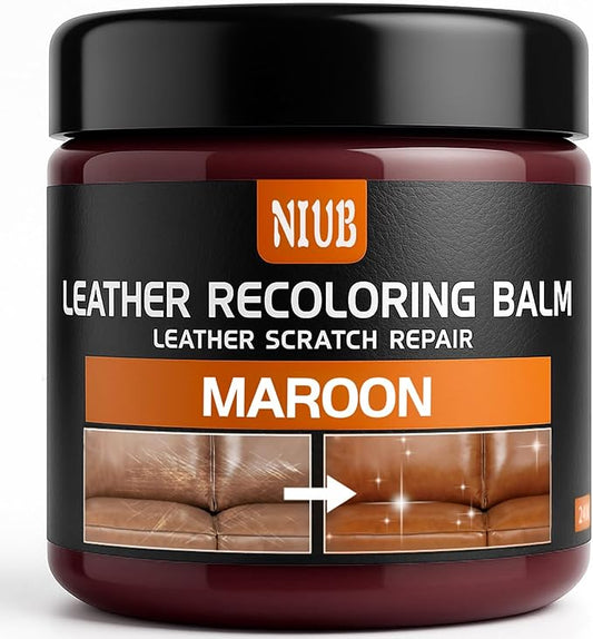 Leather Recoloring Balm Leather Color Restorer Scratch Repair Leather Paint for Furniture Couches Car Seats Shoes Bags Leather Dye and Restorer Restores Faded and Scratched Leather-Maroon