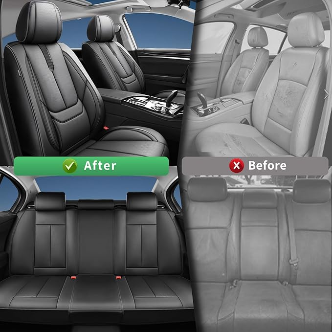 Fit Fj Cruiser Car Seat Covers for Toyota Fj Cruiser 2007-2013 2014 -Upgraded Premium Waterproof & Breathable Leather, Airbag Compatible, All-Weather Seat Cushion Protector,2 Front/Black