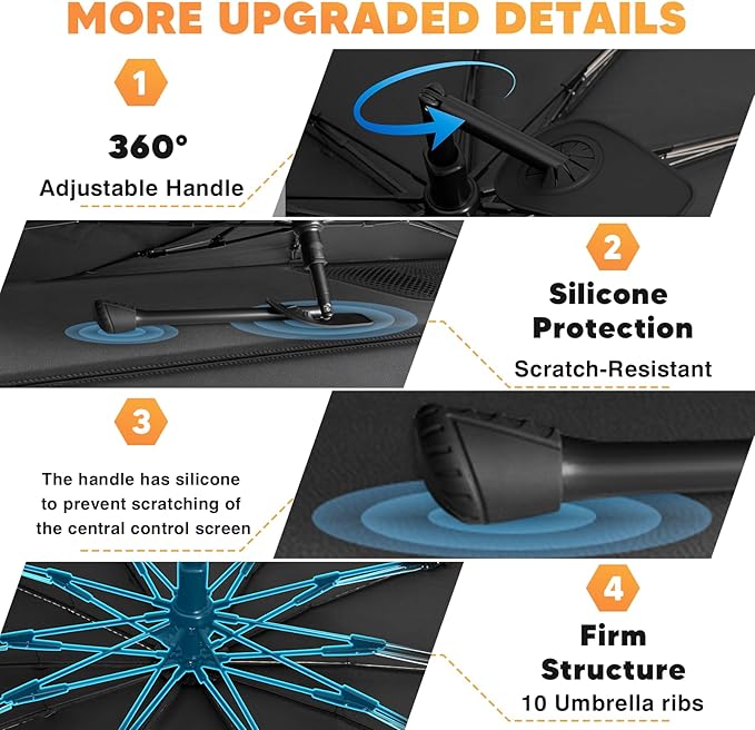 KUST Custom Fit Windshield Sun Shade Umbrella for Honda Civic 2022-2025 2026 | Foldable Sunshade with Bendable Handle | Blocks Heat & UV Scratch Resistant Keep Cool Sunshield