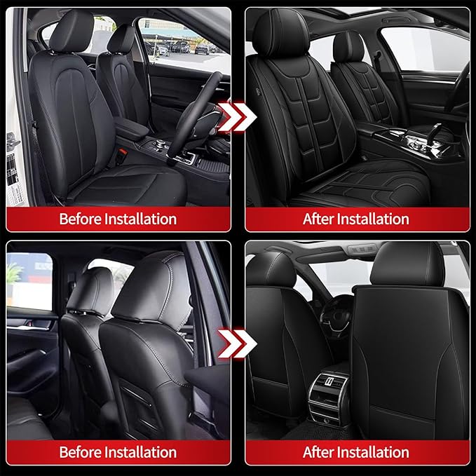TTX LIGHTING Car Seat Covers fit for Toyota Camry 2002-2026 Front Seat: Premium Leather Automotive Seat Cover with Airbag Compatible Waterproof (2 Seats, Black)