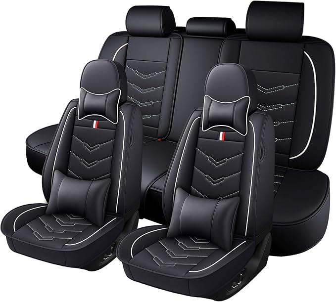 Car Seat Cover for Chevrolet Camaro 2000-2024, Durable Wear Resistant Waterproof Vehicle Cushion Cover, Breathable No Odor Premium Leather Vehicle Seat Covers.(Luxury,Black White)