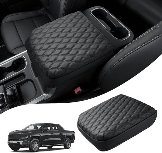 Autorder Center Console Cover for GMC Sierra/Chevy Silverado 1500 2019-2026 Accessories Armrest Cushion Cover Leather Middle Console Pad Armrest Pad Anti-Scratch(Bucket Seat Only)