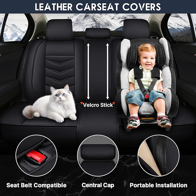 Car Seat Cover for Chevrolet Camaro 2000-2024, Durable Wear Resistant Waterproof Vehicle Cushion Cover, Breathable No Odor Premium Leather Vehicle Seat Covers.(Luxury,Black)