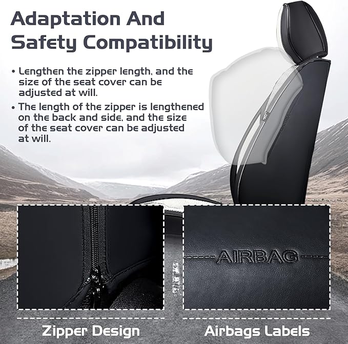 Truck Seat Covers for Ford Ranger 2019-2026, Waterproof Premium Leather Full Coverage Car Seat Cover, Muscle Sport Style Auto Interior Seat Cover Sets (Full Set/Black White)