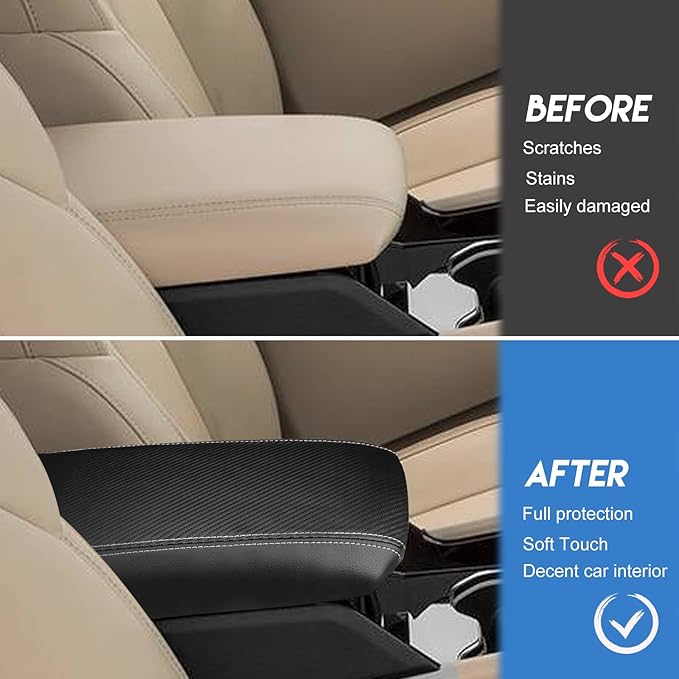 INTGET Center Console Cover for 2026 Jeep Grand Cherokee 2022 2023 2024 2025/Grand Cherokee L Accessories 2021-2026 Car Armrest Arm Rest Box Dog Seat Cover Console Lid Protector(Carbon Fiber Texture)