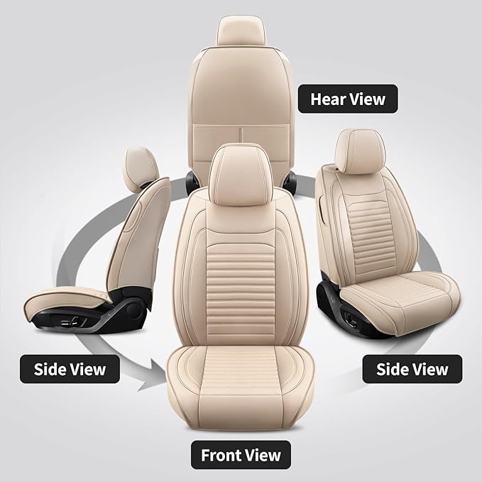 Front Seat Covers Fit for Toyota Camry 2001-2026, Car Seat Covers Front Seats, Breathable Faux Leather Automotive Seat Covers Front Pair Anti-Slip Seat Cover(Beige, Front)