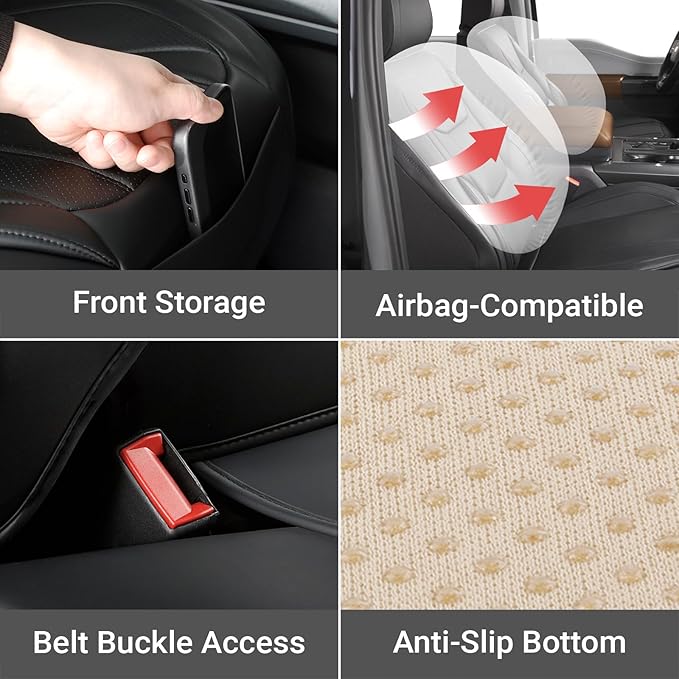Coverland Custom Fit Car Seat Covers for SUV Compatible with [2009-2018 Subaru Forester] Premium Car Seat Cover Water Resistant Leather Non-Slip Interior Protector [Full Set Black - Size Chart X77]