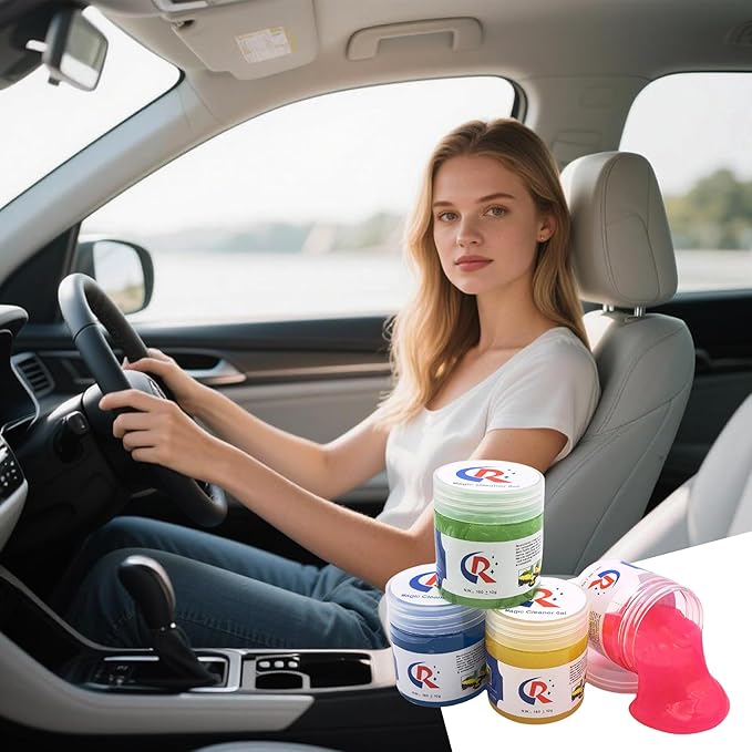 2-Pack Car Cleaning Gels Car Interior Cleaner Putty Slime Auto Detailing Tools Universal Dust Removal Cleaning Kit for Car Accessories Vents 3C Office Scented Red