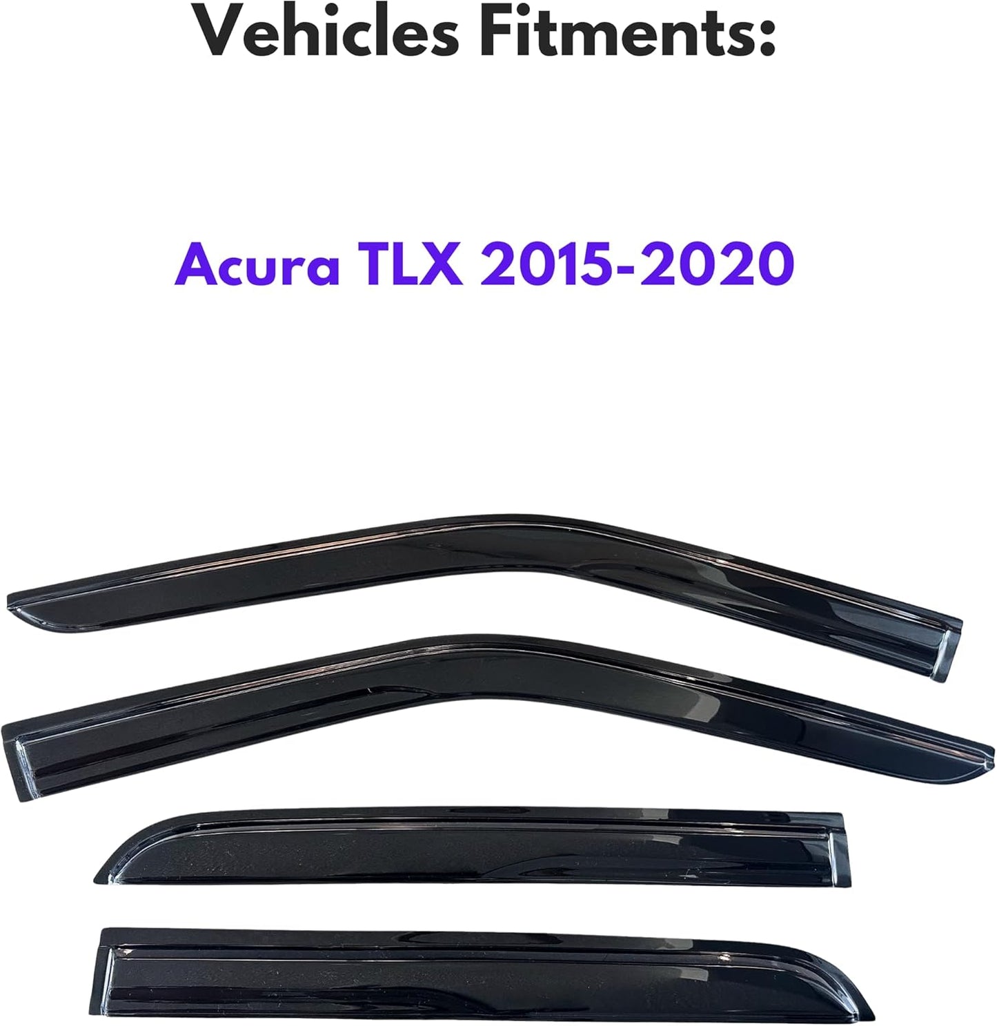 KPY Window Visor Compatible with Acura TLX 2015-2020, 4PC Rain Guard Side Window Vent Deflectors Tape-On Mugen Style, 2015 2016 2017 2018 2019 2020