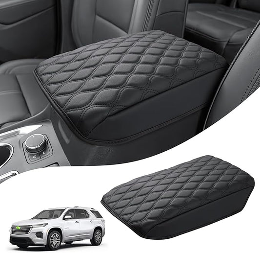 Autorder Center Console Cover for 2018-2024 Chevrolet Traverse Accessories Armrest Cushion Cover Nappa Leather Middle Console Covers Traverse Console Cushion Pad Anti-Scratch