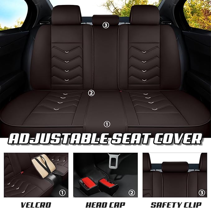 Car Seat Covers for Hyundai Sonata 2002-2025, Premium Nappa Leather Car Seat Cover, Stylish Sport Seat Covers， Automobile Seat Cover Sets.(Luxury 5 Seats/Coffee Color)