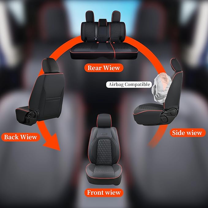 Coverado Seat Covers for Jeep Wrangler, Car Seat Covers Full Set 4 Door JL Accessories Custom Fit for Rubicon Sahara Sport S Altitude Willys Unlimited 2018 2019 2020 2021 2022 2023 2024 (Red Line)