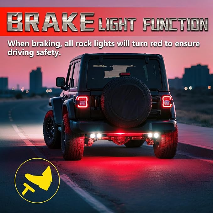 16 Pods Segmented Alloy RGB LED Rock Lights for Trucks Jeeps Trailer Pickup Offroad RV Boat UTV, Waterproof Shockproof Metal Underglow Kit with APP RF Control, Multicolor Neon Underbody Fender Light