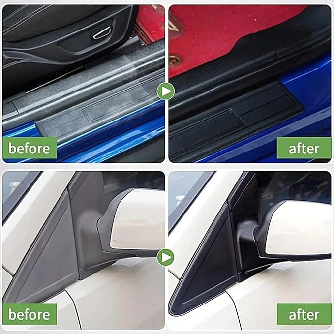 Car Plasti-c Restorer Black | Back to Black Bumpers Restorer | Car Trim Restorers with Sponge | Auto Revitalizing Coating Agent for Autos Seats, Upholstery, Bumpers & Sofas
