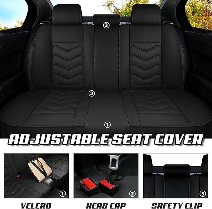 Car Seat Covers for Fiat 500 2012-2019, Premium Nappa Leather Car Seat Cover, Stylish Sport Seat Covers， Automobile Seat Cover Sets.(Luxury 5 Seats/Pure Black)