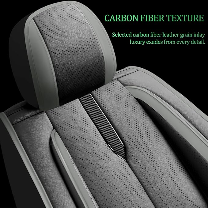 Fit Camry Car Seat Covers for Toyota Camry 2012-2024 2025 2026 -Upgraded Premium Waterproof & Breathable Leather,Airbag Compatible,All-Weather Seat Cushion Protector,2 Front/Black-Grey