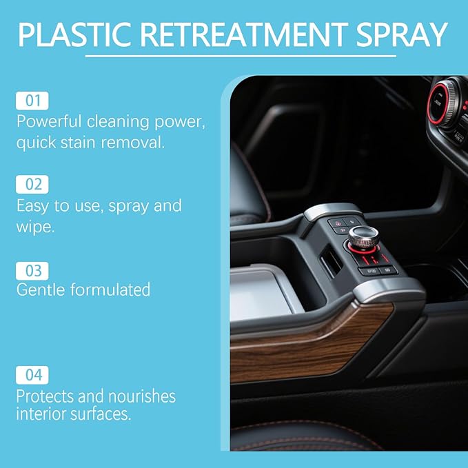Plastic Restorer for Cars, Car Trim Restorer, Auto Detailing for Refreshing Faded Plastic, Leather, Vinyl and Rubber Trim with Polish, Long Lasting Care (1Pcs)