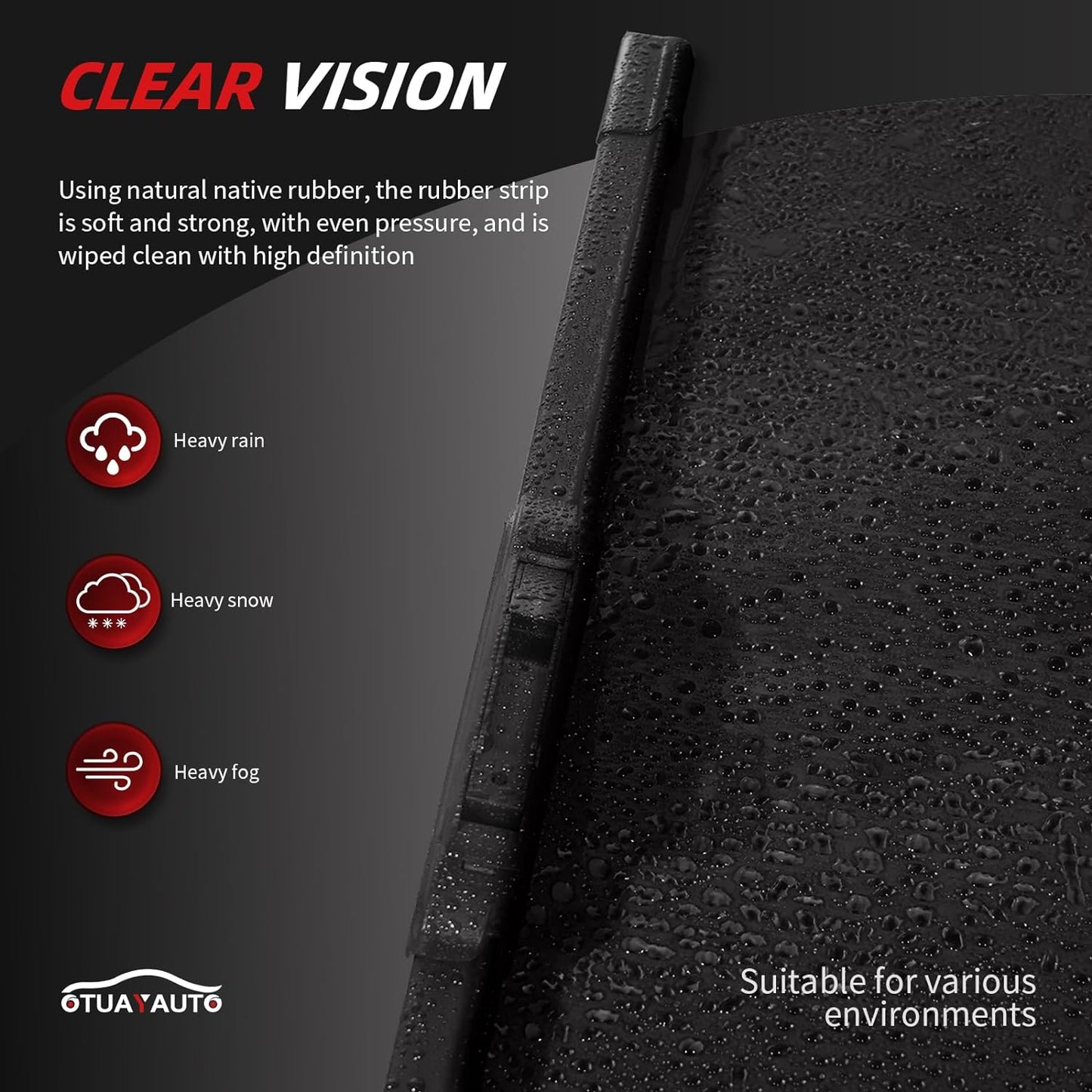 OTUAYAUTO Premium Windshield Wiper Blades - Replacement for Jeep Wrangler JL 2018-2024- Precision Fit, All-Weather Performance, Front and Rear Wiper Blades, J/U Hook - 16"+16"+12" (Pack of 3)
