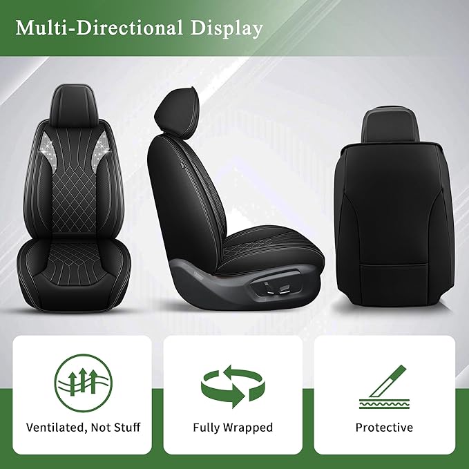 Car Seat Covers for Honda HR-V 2016-2026: Breathable Perforated Leather Seat Cover (Full Set, Black)