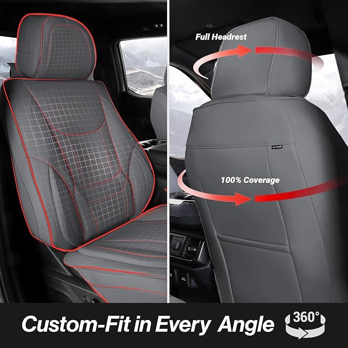 Coverland Custom Fit Car Seat Covers for Car Compatible with [7-Series, M5, Genesis, MazdaSpeed3, Outback] Premium Waterproof Non-Slip Interior Seat Protector [Front Dark Gray- Size Chart A23]
